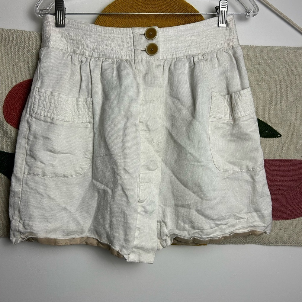 Y2K J.crew White cream Linen Blend Magnet button down Skirt size 4 old money